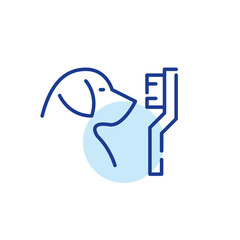 Dog and toothbrush. Pet healthcare. Pixel perfect, editable stroke line icon