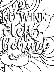 Funny-Quotes Coloring pages. Coloring page for adults and kids. Vector Illustration.