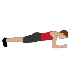 Male character plank