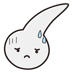 困った表情の白髪のキャラクター