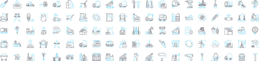 Building industry vector line icons set. Construction, Architecture, Infrastructure, Plumbing, Masonry, Demolition, Carpentry illustration outline concept symbols and signs