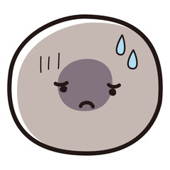 困った表情の卵子のキャラクター