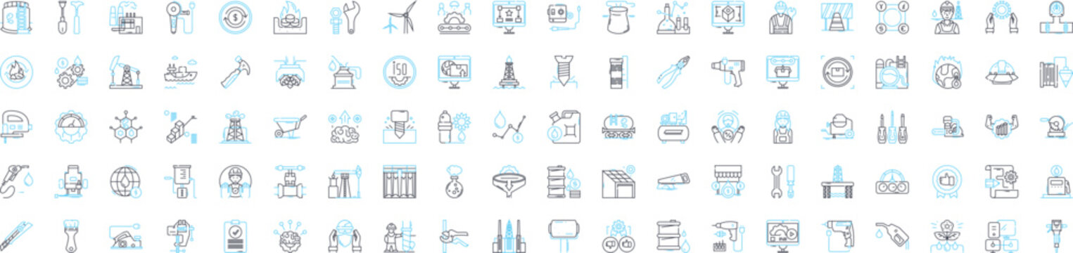 Machine learning vector line icons set. machine, learning, artificial, intelligence, algorithm, data, model illustration outline concept symbols and signs