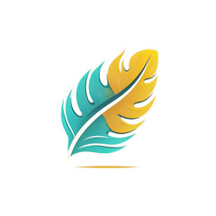 simple feather logo with minimalist color combination