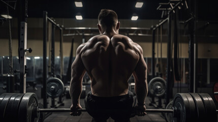 Fototapeta na wymiar Man in Gym Weightlifting, generative ai