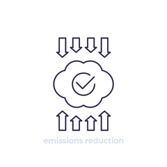 emissions reduction line icon on white