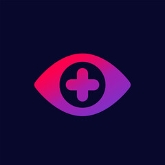 Fototapeta premium eye with plus, vector logo icon