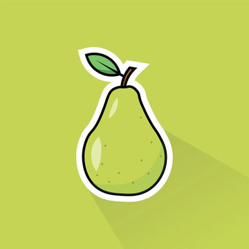 Illustration of Pear in Flat Design