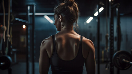Fototapeta na wymiar Woman in Gym Lifting Weights, generative ai