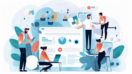 flat vector illustration of working together