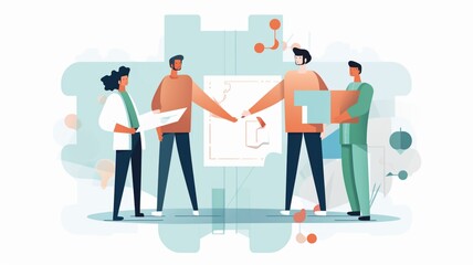 flat vector illustration of working together