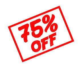 75% OFF Red Rubber Stamp text on white background.