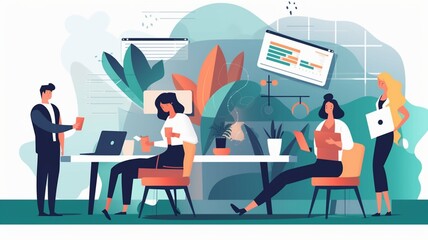 flat vector illustration of working together