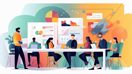 flat vector illustration of working together
