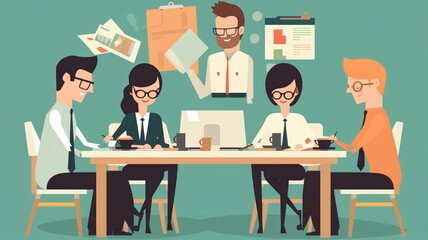 flat vector illustration of working together