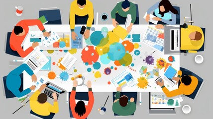flat vector illustration of working together
