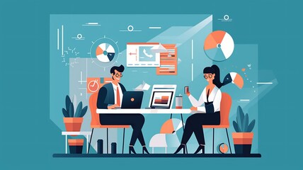 flat vector illustration of working together