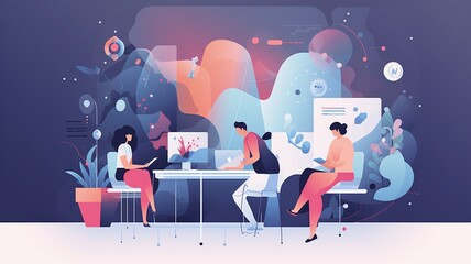 flat vector illustration of working together