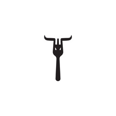 fork tool illustration logo with bull horn
