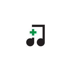 health symbol illustration logo with musical notes
