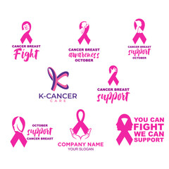 set collection of breast cancer logo