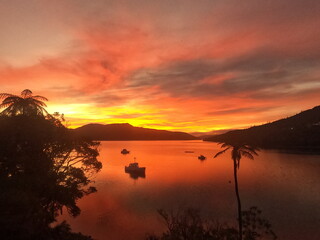 Obraz premium sunset over on the Queen Charlotte Track 