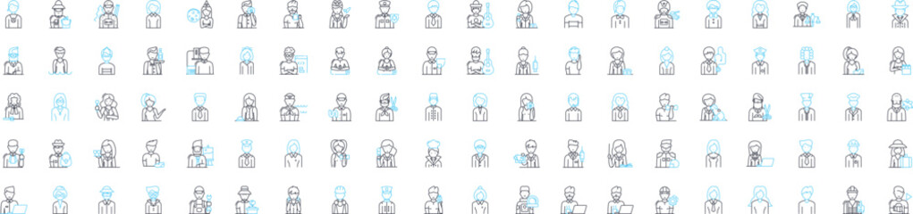 Customer analytics vector line icons set. Customer, Analytics, Segmentation, Profiling, Analysis, Trends, Retention illustration outline concept symbols and signs