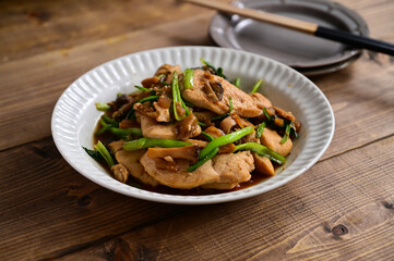 鶏胸肉の塩麹漬けの炒め物