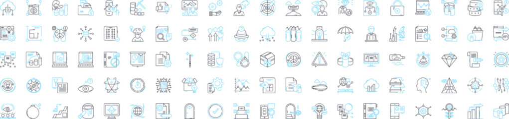 Statistics vector line icons set. Statistic, Analytics, Data, Variables, Probability, Distribution, Regression illustration outline concept symbols and signs