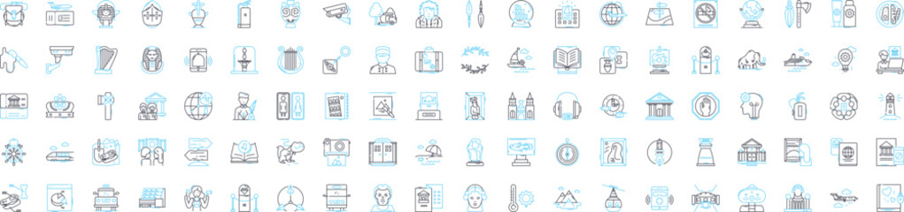 Cultural events vector line icons set. Festivals, Concerts, Parades, Rituals, Traditions, Ceremonies, Pageants illustration outline concept symbols and signs