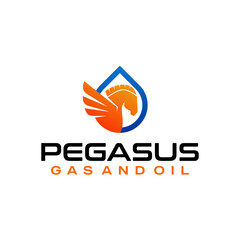 pegasus logo design. Vector illustration of pegasus and oil shape . modern logo design vector icon template