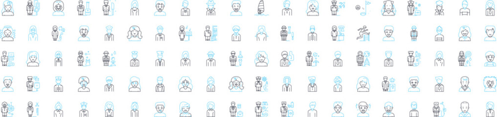 Diversity avatar vector line icons set. Different, Avatar, Variety, Inclusion, Plurality, Diversity, Panoply illustration outline concept symbols and signs
