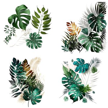 Summer Tropical Leaves Design Minimalism, Tropical Palm Leaves Created With Generative Ai Technology