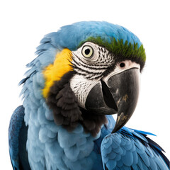 Obraz premium macaw face shot , isolated on transparent background cutout , generative ai
