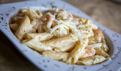 Penne Alfredo with Shrimp