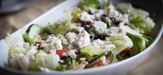 Close up of a greek salad