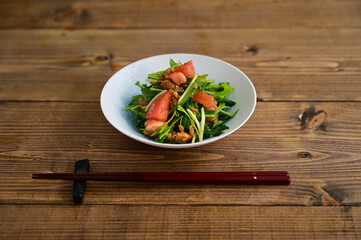 トマトと水菜のもろみ味噌あえ