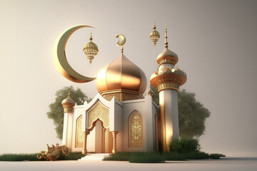 Illustration mosque 3D