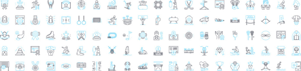 Champion vector line icons set. Victor, Hero, Winner, Premier, Winner, Conqueror, Leader illustration outline concept symbols and signs