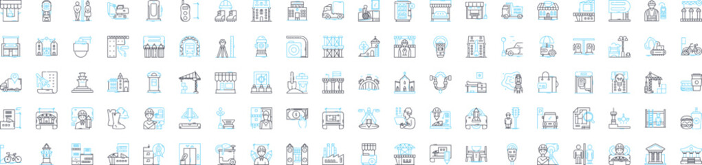 Urban building vector line icons set. Urban, Building, Architecture, Skyscraper, Tower, Structure, Blocks illustration outline concept symbols and signs