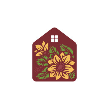 House and flower illustration
