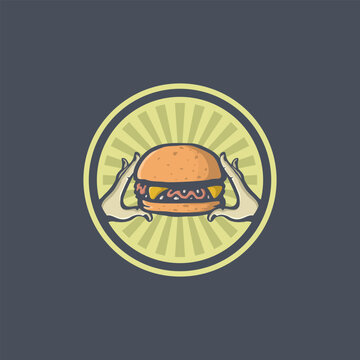 Hand holding food illustration
