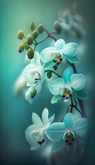 Fototapeta premium Closeup beautiful orchid flower with teal color