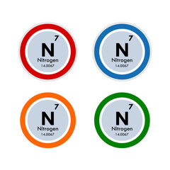 Nitrogen icon set. vector illustration in 4 colors options for webdesign