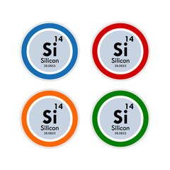 Silicon icon set. vector illustration in 4 colors options for webdesign