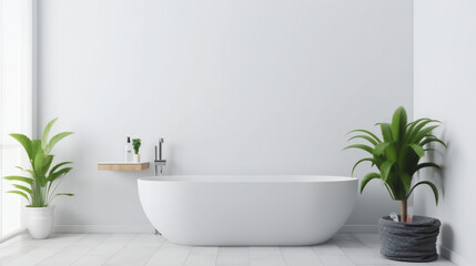 Fototapeta na wymiar modern minimalist interior bathroom with plant 