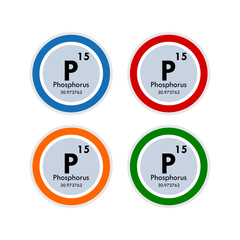 Phosphorus icon set. vector illustration in 4 colors options for webdesign