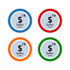 sulfur icon set. vector illustration in 4 colors options for webdesign