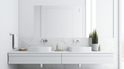 Naklejka na ściany i meble modern minimalist interior bathroom with plant 