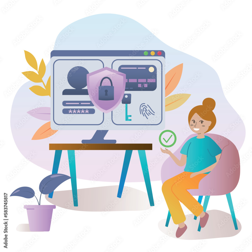 Poster personal data security concept. cyber crime, computer system hacking malware. data protection by sec
